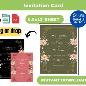 Invitation Card, Invitation card SVG, Invitation card template, Wedding Card Template,  Invitation file, Editable Invitation card,