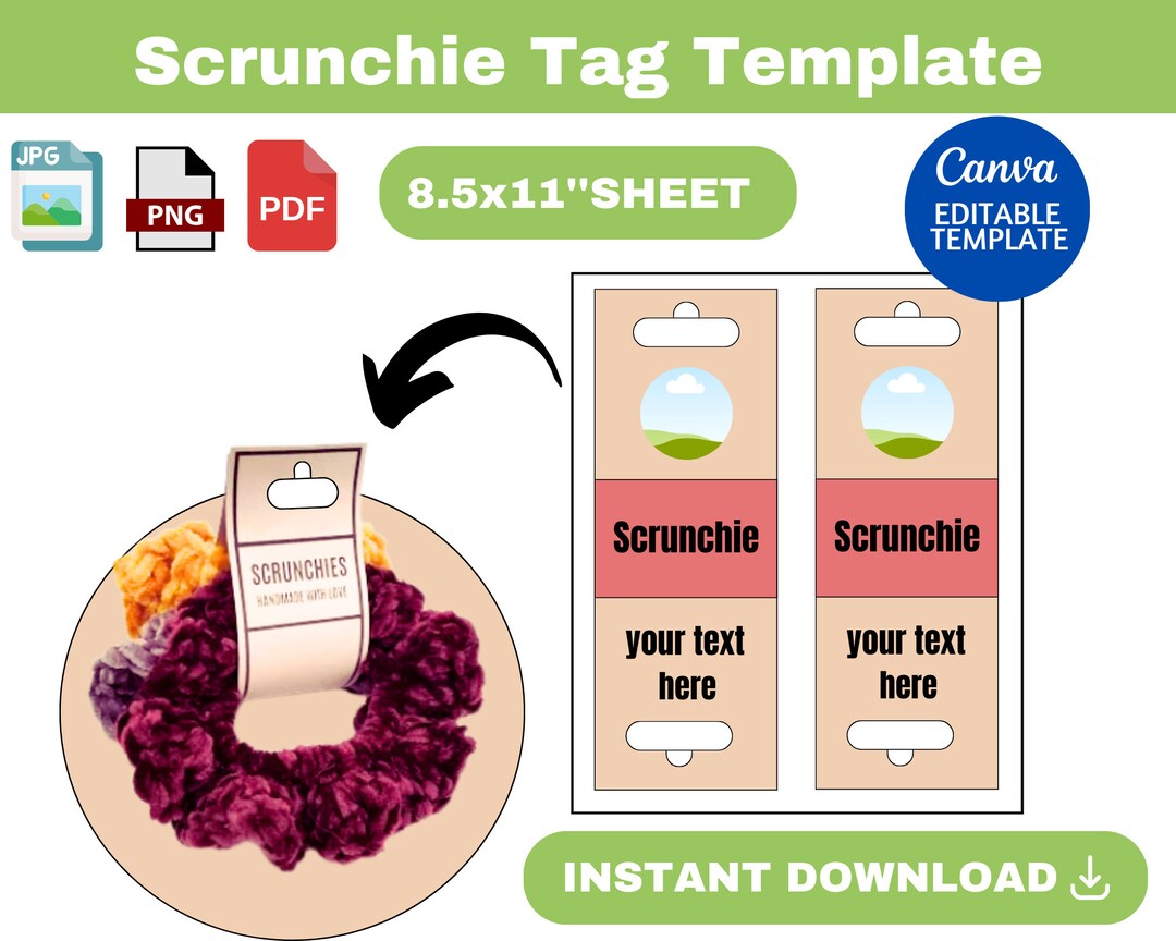 Scrunchie Tag Template, Scrunchie Tag Template SVG, Scrunchie Holder ...