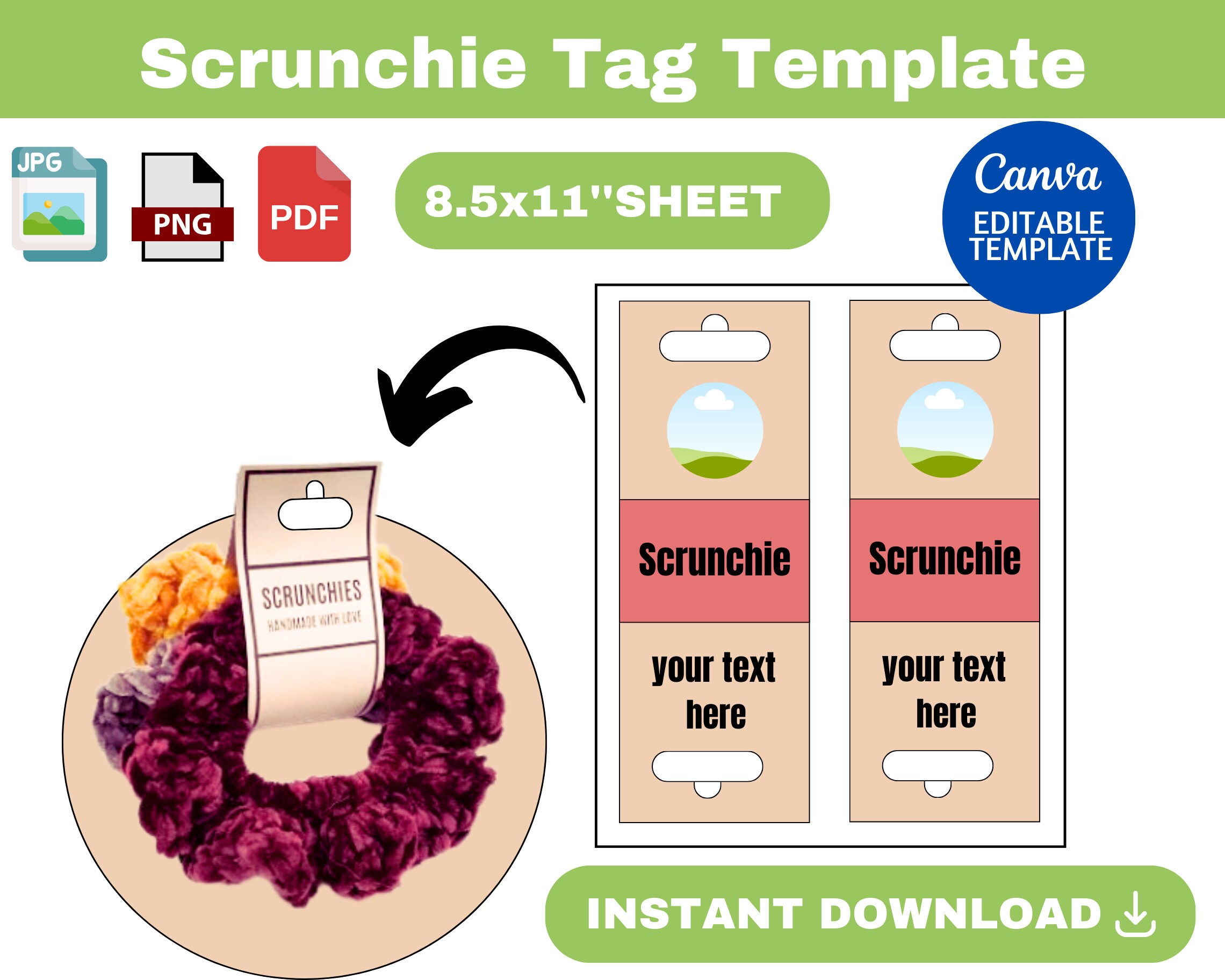 Scrunchie Tag Template, Scrunchie Tag Template SVG, Scrunchie Holder ...