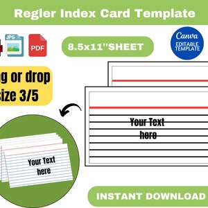 Index Cards, Printable Lined Index Cards, Blank Index Cards, Note Cards, 3x5 Index Card Template, Unruled index cards, Index card file