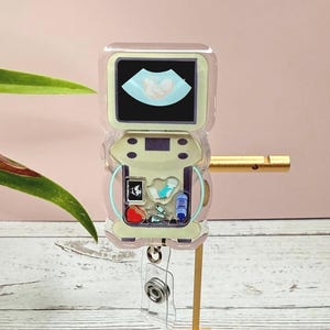Ultrasound Shaker Badge Reel: Sonographer OB Gift, Retractable ID Holder for Tech or Nurse