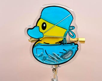 Surgical Ducky Shaker Badge Reel: Funny OR Nurse ID Holder