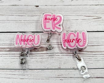 Glitter Nurse Badge Reel: ER, NICU, ICU Nurse Gift