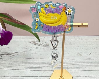 This Shift Is Bananas ID Holder, Funny Retractable Badge Reel,Heavy Duty Reel, Lanyard, Carabiner, MRI Safe, Gift for Nurse, christmas gift
