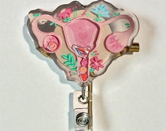 OB Utero Shaker Badge Reel: OBGYN Nurse ID Holder