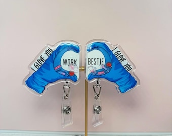 I Glove You Shaker Badge Reel | Funny Healthcare Gift, Bestfriend