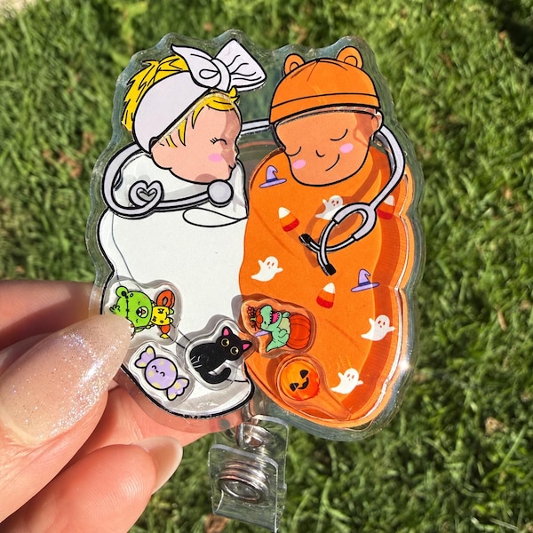 Halloween Babies Shaker Badge Reel: NICU Nurse Fall Accessory