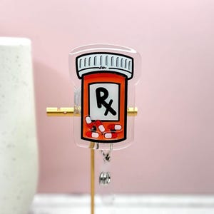 Shaker Badge Reel Rx Bottle | Pharmacy Badge Reel | Prescription Bottle ID Holder | Nurse Badge | Pharmacist Gift | Retractable Badge Reel