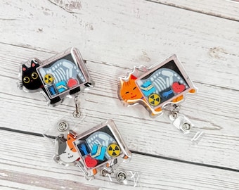 Cat X-Ray Shaker Badge Reel: Radiology Tech ID Holder