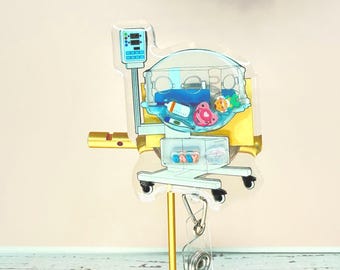 Incubator Shaker Badge Reel: NICU Nurse Retractable ID Holder