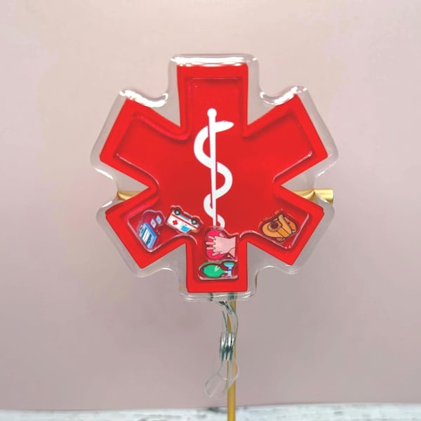 Emergency Nurse Shaker Badge Reel: Trauma RN Medical Accessory