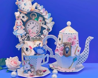 Mad Hatter Teapot Centerpiece: Handmade Cardstock Tea Party