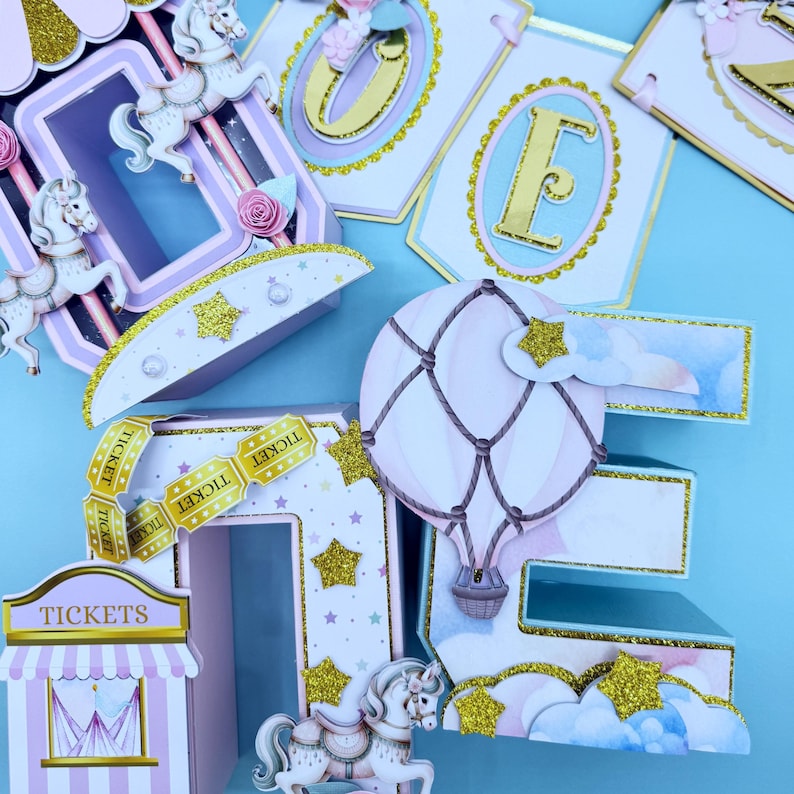 Carousel 3D Letter ONE: Magical 1st Birthday Party Decoration - Etsy