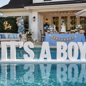Baby Shower Standing Floating Pool Letters - It's a Boy, It's a Girl Foam Party Decor