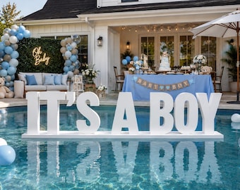Baby Shower Standing Floating Pool Letters - It's a Boy, It's a Girl Foam Party Decor
