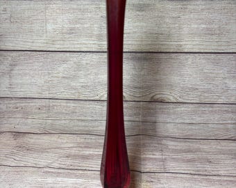 Vintage Amberina Swung Glass Vase Red 12” UV Reactive Viking? Hexagon Vase