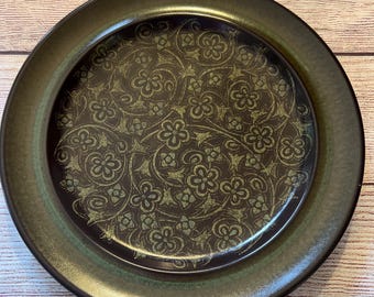 Vintage Franciscan Madeira Dark Green Brown Floral 10.5” Dinner Plate Stoneware