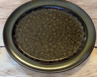 Franciscan Madeira Mid Century MCM 13.5" Oval Serving Platter Green Brown Floral