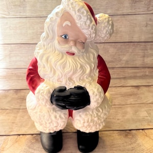 Vintage Atlantic Mold Ceramic Winking Santa Claus Hand Painted 14&quot; Tall