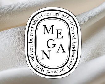 Naklejki na oświadczyny dla druhen i druhenek inspirowane Diptyque | Szablon dla druhen i świadkowej | Pobieranie cyfrowe