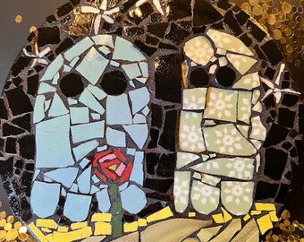 Handmade Mosaic Art- two ghost friends