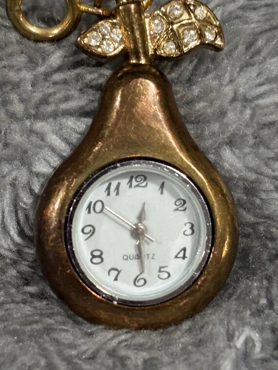 Vintage Quartz Watch With Pearl Face Inside Crystal Pendant Lobster Claw Chain Badavici Sterling Silver Watch Mother of Pearl Redesigned as  main image 2