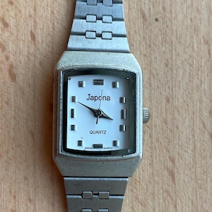 JAPONA Watch Quartz Swiss Vintage Silver Tone Stainless Steel New Battery Works Great Flexible Link Band Free Shipping