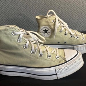 Converse Olive Sage Green Chuck Taylor Platform High Top Sneakers Size 8.5 All Star Preowned Condition