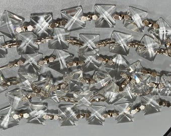 10 Chandelier Crystal Hanging Square Faceted Prism Garland Strands 5.5" Long Lamp Light Ceiling Fan Accents Free Shipping