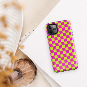 Pink and Green Checker Print Case for iPhone®