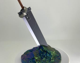 Final Fantasy 7, Men's Ring Holder, Cloud fan art, Buster Sword, 3d Printed, Desk Art