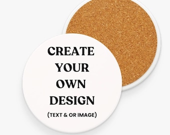 Personalized Photo Coasters: Custom Text & Image Gift, Ceramic or MDF option, Cork Backed