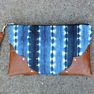 Blue Vegan Leather Clutch / Strap included image 1