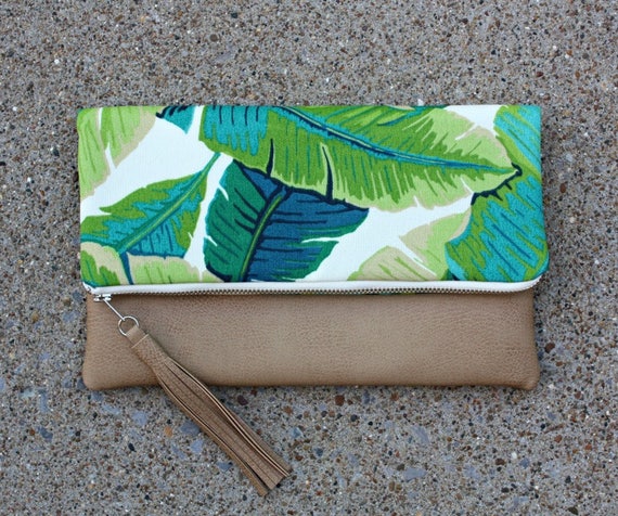 Palm Tree Fabric Foldover Clutch / Kindle Case | Etsy