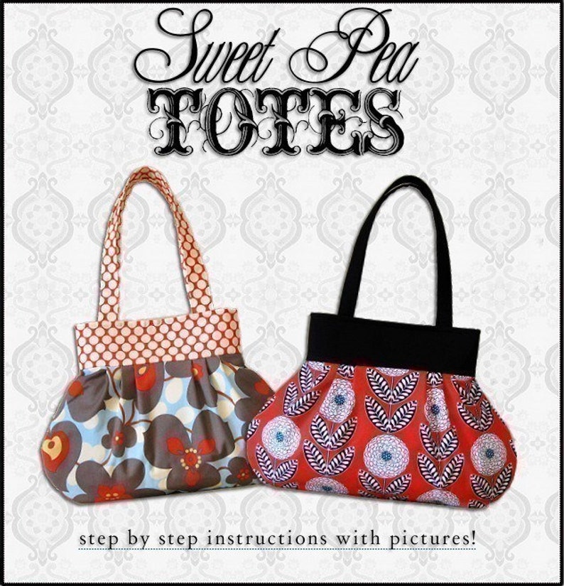 Pleated Handbag ebook PDF Sewing Pattern / Sweet Pea Totes image 1