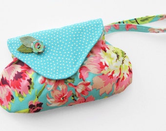 Floral Wristlet with Flap / Amy Butler Fabric