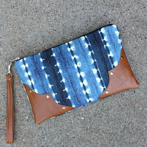 Blue Vegan Leather Clutch / Strap included image 2