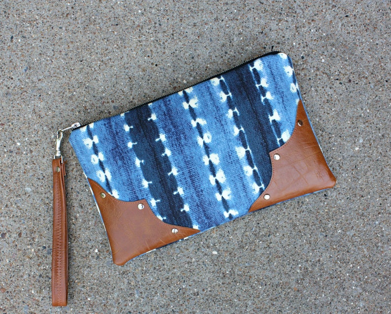 Blue Vegan Leather Clutch / Strap included image 2