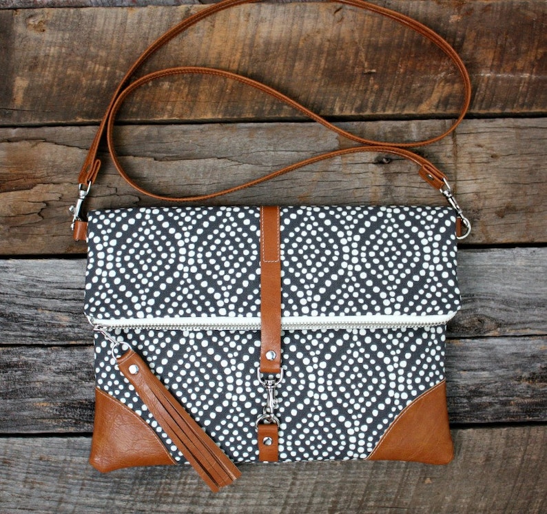 Gray Foldover Handbag Clutch / Kindle Case Etsy