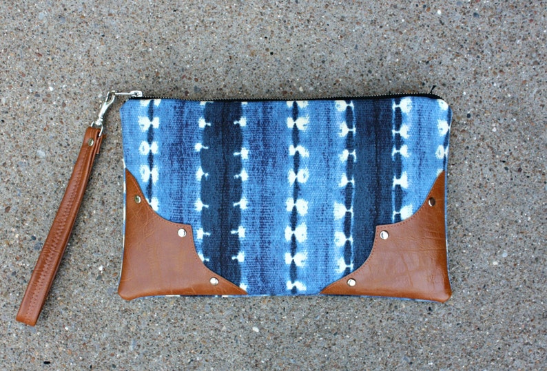 Blue Vegan Leather Clutch / Strap included image 1