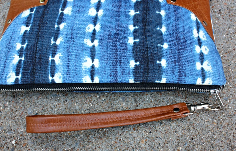 Blue Vegan Leather Clutch / Strap included image 5