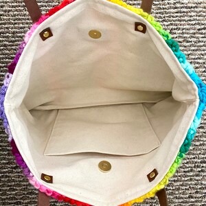 Crochet rainbow handbag/ totebag image 6