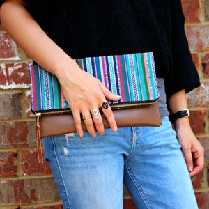 DESIGN YOUR OWN Foldover Clutch / You Choose Fabric and Faux Leather - Etsy