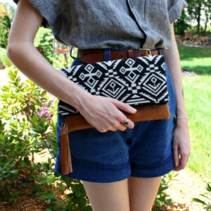 Black Bohemian tribal Foldover Clutch image 2