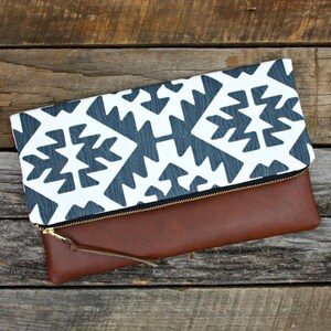 Blue Southwestern Foldover Clutch / Kindle Case image 1