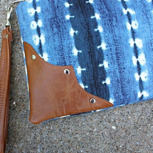 Blue Vegan Leather Clutch / Strap included image 4