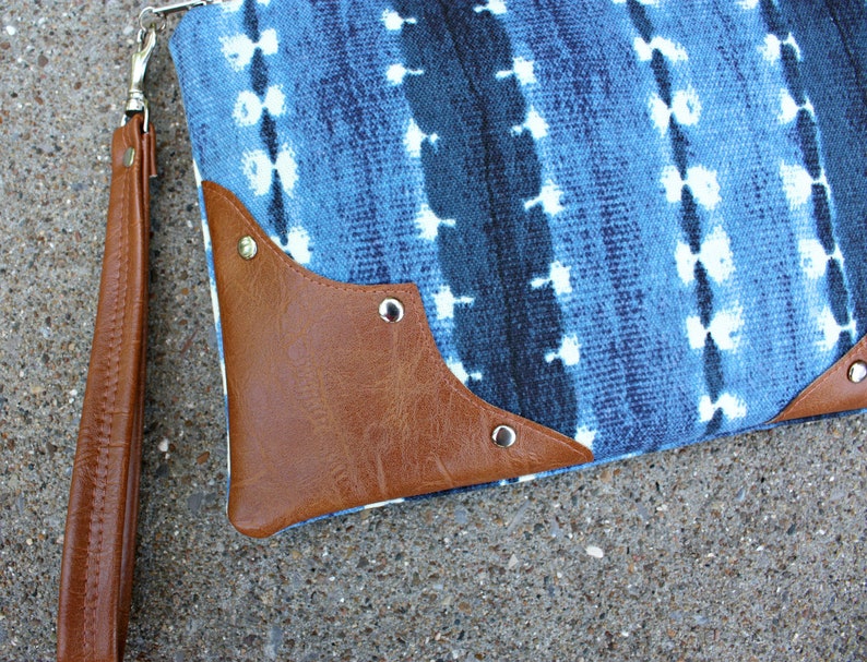 Blue Vegan Leather Clutch / Strap included image 4