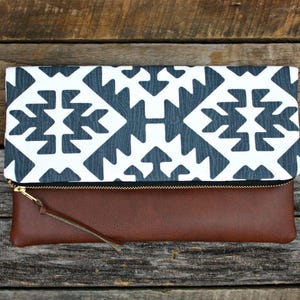 Blue Southwestern Foldover Clutch / Kindle Case image 3