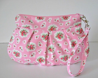 Rose fabric wristlet / clutch