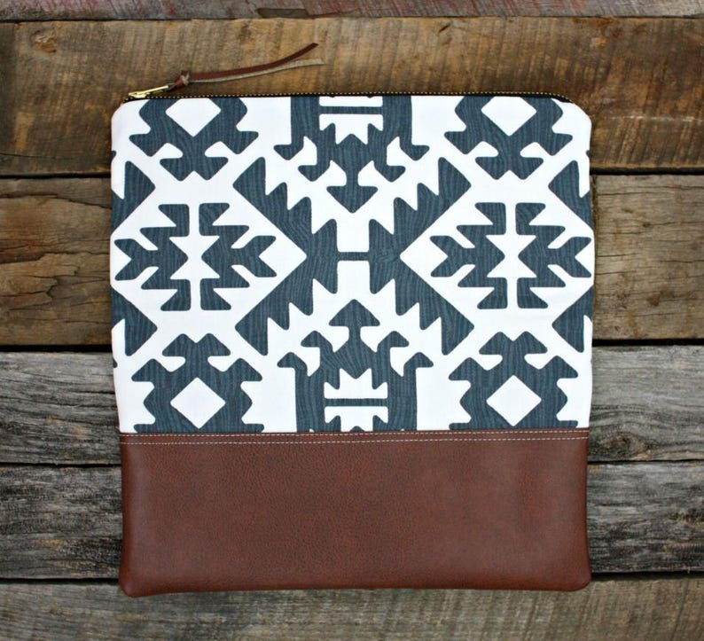 Blue Southwestern Foldover Clutch / Kindle Case image 5